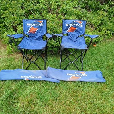 Pair of Denver Broncos Folding Tailgate Chairs with Carry Bags