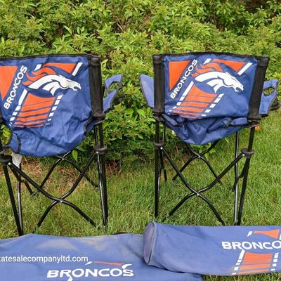 Pair of Denver Broncos Folding Tailgate Chairs with Carry Bags