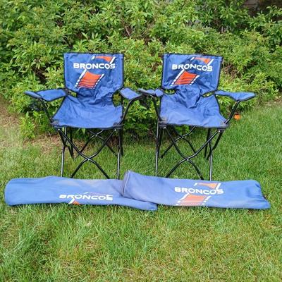 Pair of Denver Broncos Folding Tailgate Chairs with Carry Bags