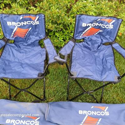 Pair of Denver Broncos Folding Tailgate Chairs with Carry Bags