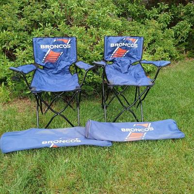 Pair of Denver Broncos Folding Tailgate Chairs with Carry Bags