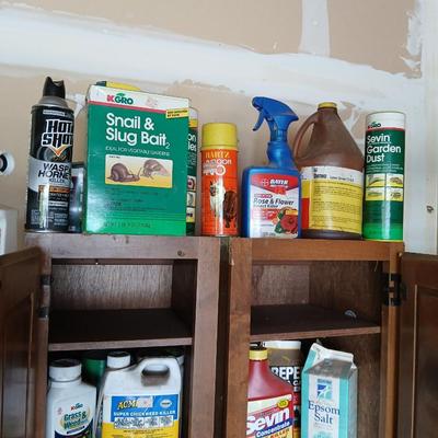 Garden Chemical Cabinet Lot – Pest Control, Lawn Care & Storage Cabinets Included