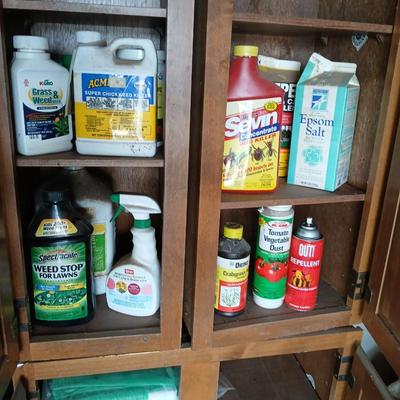 Garden Chemical Cabinet Lot – Pest Control, Lawn Care & Storage Cabinets Included