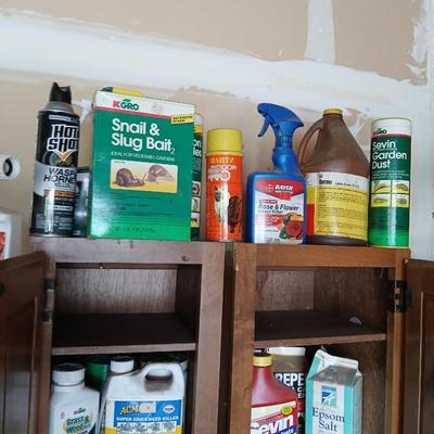 Garden Chemical Cabinet Lot – Pest Control, Lawn Care & Storage Cabinets Included