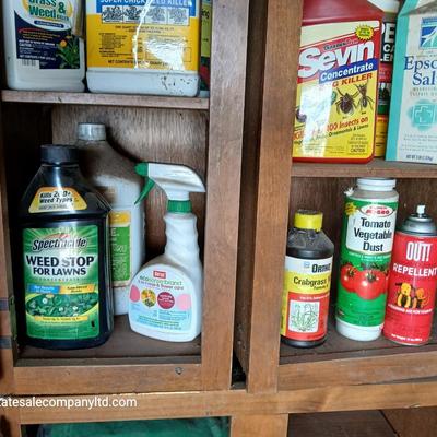 Garden Chemical Cabinet Lot – Pest Control, Lawn Care & Storage Cabinets Included
