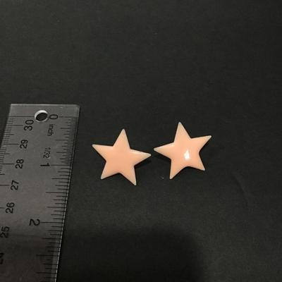 Vintage 80s peach and silver toned enameled star studded earrings