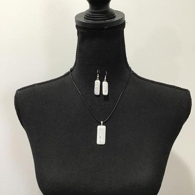 Really cool white glass pendant and matching earrings
