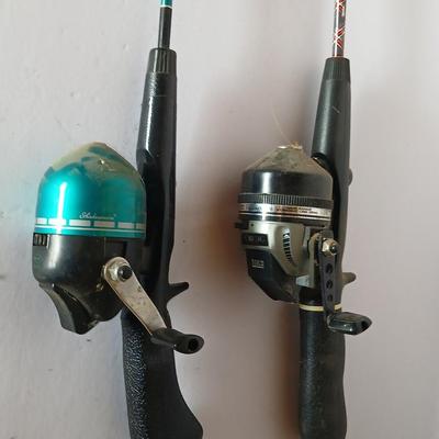 Lot of 2 Spincast Rod & Reel Combos – Zebco 4057 + Shakespeare 200