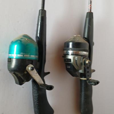 Lot of 2 Spincast Rod & Reel Combos – Zebco 4057 + Shakespeare 200