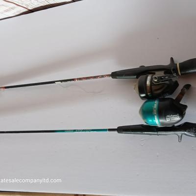 Lot of 2 Spincast Rod & Reel Combos – Zebco 4057 + Shakespeare 200