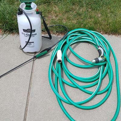 Garden Watering Lot – GroundWork Pump Sprayer & Garden Hose with Nozzle