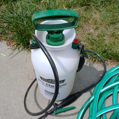 Garden Watering Lot – GroundWork Pump Sprayer & Garden Hose with Nozzle