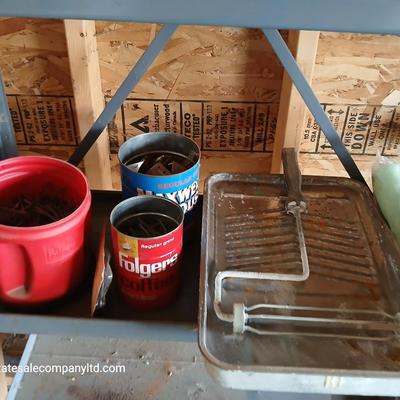 Garage Utility Lot – Metal Shelving Unit with Painting & Hardware Project Supplies