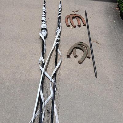 Vintage Sports & Yard Game Lot – Tennis, Horseshoes, & Net Set