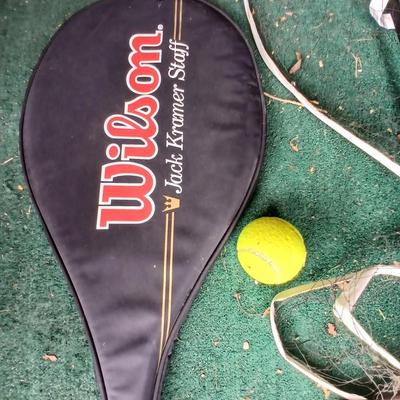 Vintage Sports & Yard Game Lot – Tennis, Horseshoes, & Net Set
