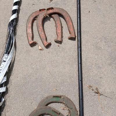 Vintage Sports & Yard Game Lot – Tennis, Horseshoes, & Net Set