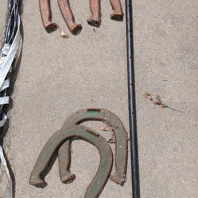 Vintage Sports & Yard Game Lot – Tennis, Horseshoes, & Net Set