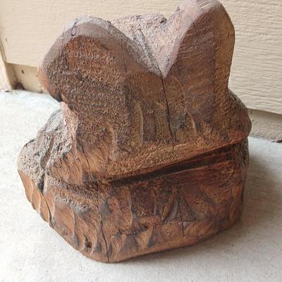 A bear and a rabbit are in the woods.... Wood Carved Bear & Jingle & Mingle Studios Rabbit with Elf