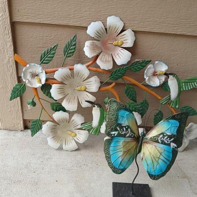 Metal Garden Wall Décor – Floral Vine with Hummingbird & Butterfly