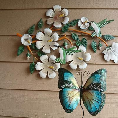 Metal Garden Wall Décor – Floral Vine with Hummingbird & Butterfly
