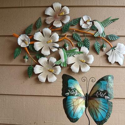 Metal Garden Wall Décor – Floral Vine with Hummingbird & Butterfly
