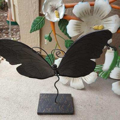 Metal Garden Wall Décor – Floral Vine with Hummingbird & Butterfly
