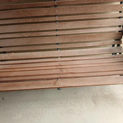 Wood & Metal Outdoor Glider Bench with Floral Cushion