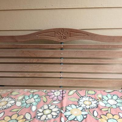 Wood & Metal Outdoor Glider Bench with Floral Cushion