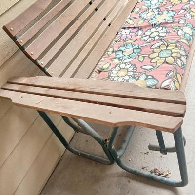 Wood & Metal Outdoor Glider Bench with Floral Cushion