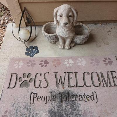 Dog Lover’s Porch Trio – Planter, Solar Light & Doormat