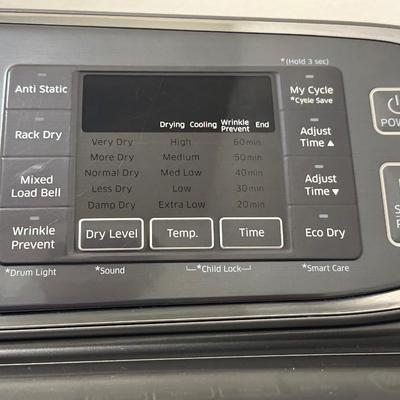 Sale Photo Thumbnail #302: Samsung Electric Dryer, Model DV52J8700EP/A. 

This dryer is in good working condition—see photos of of surface scratches or any wear.