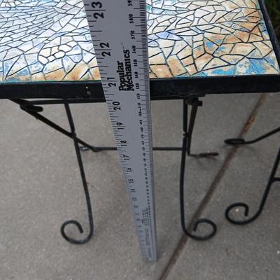 Pair of Mosaic Outdoor Plant stands or Side Tables