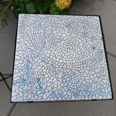 Pair of Mosaic Outdoor Plant stands or Side Tables
