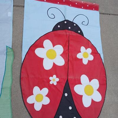 Lot of 4 Decorative Garden Flags – Ladybug, Butterfly, Dragonfly & Floral Themes