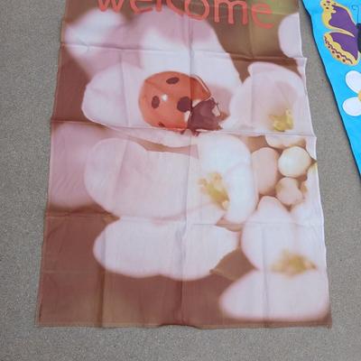 Lot of 4 Decorative Garden Flags – Ladybug, Butterfly, Dragonfly & Floral Themes
