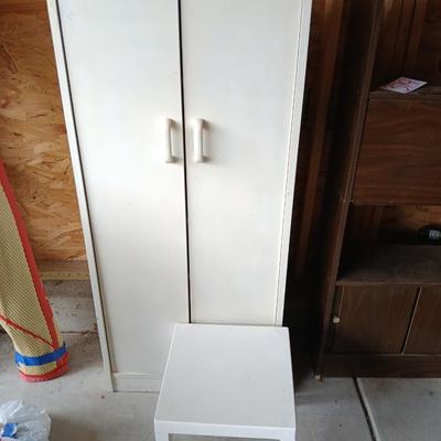 White Storage Cabinet & Side Table Set