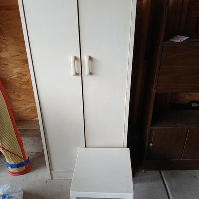 White Storage Cabinet & Side Table Set
