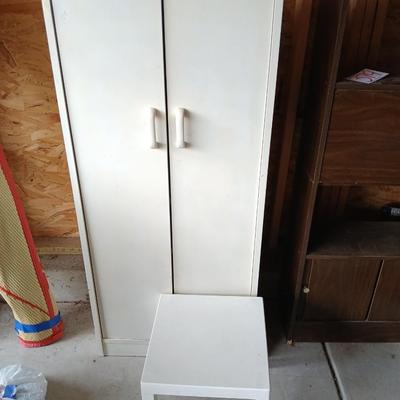 White Storage Cabinet & Side Table Set