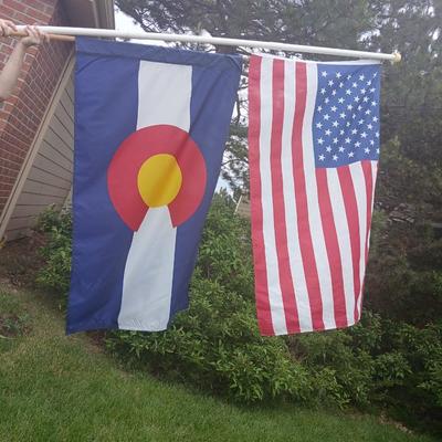 Colorado & U.S. Flag Pair on Mounting Pole