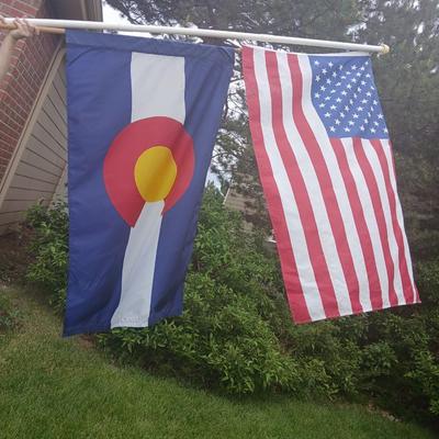 Colorado & U.S. Flag Pair on Mounting Pole