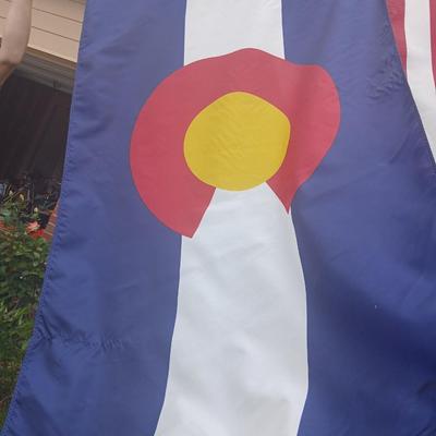 Colorado & U.S. Flag Pair on Mounting Pole