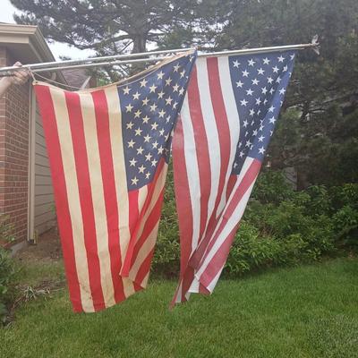 GOD BLESS THE USA!! Lot of 2 American Flags – Vintage & Modern