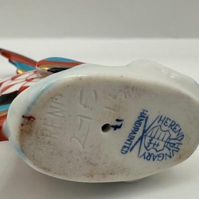 HEREND Handpainted Porcelain Fish Figurine – Red Fishnet Pattern