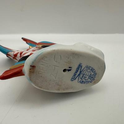 HEREND Handpainted Porcelain Fish Figurine – Red Fishnet Pattern