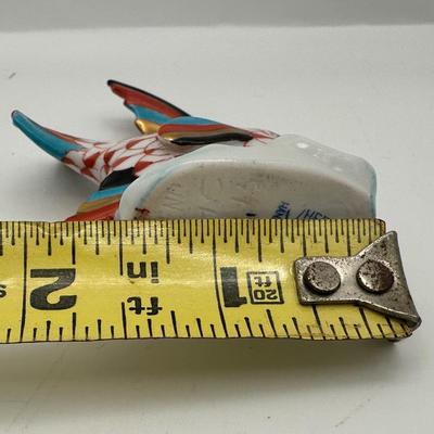 HEREND Handpainted Porcelain Fish Figurine – Red Fishnet Pattern
