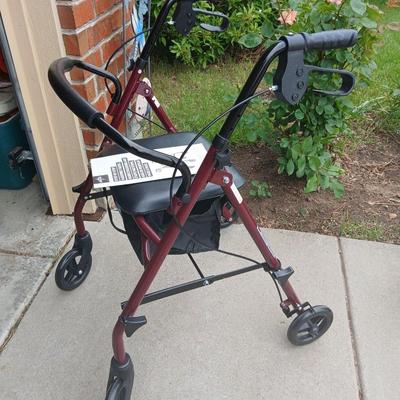 Medline Steel Rollator Walker with Seat & Storage