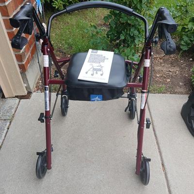 Medline Steel Rollator Walker with Seat & Storage