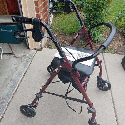 Medline Steel Rollator Walker with Seat & Storage