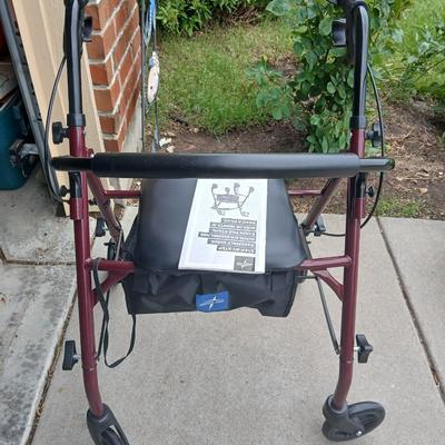 Medline Steel Rollator Walker with Seat & Storage
