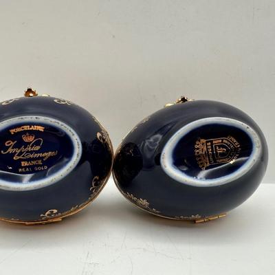 Limoges Porcelain Compact Hand Mirror & Egg Trinket